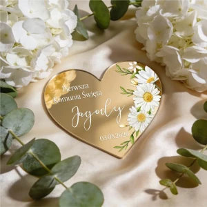 Magnes lustrzany serce złote - podziękowanie dla gości  z okazji Komunii Świętej wzór 1  - kreator test