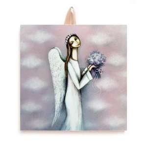 Prezent z okazji Pierwszej Komunii Świętej 10x10 cm - ceramiczna płytka z Aniołem