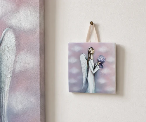Prezent z okazji Pierwszej Komunii Świętej 10x10 cm - ceramiczna płytka z Aniołem