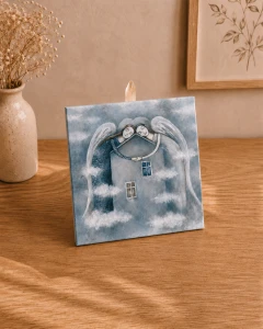 Prezent na parapetówkę z dedykacją - płytka ceramiczna 15x15 cm „Otulić miłością” 