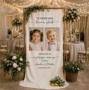 Personalizowana tablica powitalna weselna ze zdjęciami - Dekoracja Ślubna