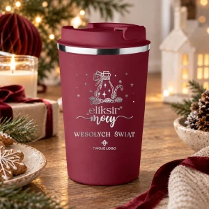 Personalizowany świąteczny kubek termiczny z grawerem – prezent firmowy na święta 350 ml - wzór 1