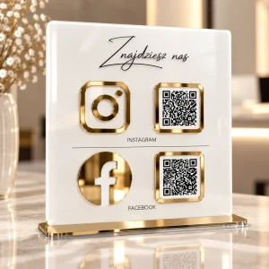 Personalizowana Tabliczka social media z logo i kodem QR (21x21 cm)