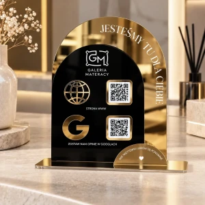 Personalizowana Tabliczka social media z logo i kodem QR  z miejscem na wizytówki