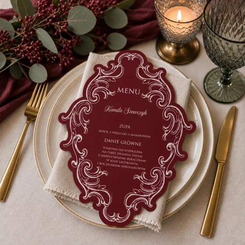 Menu weselne Carmen – eleganckie menu z opcją winietki