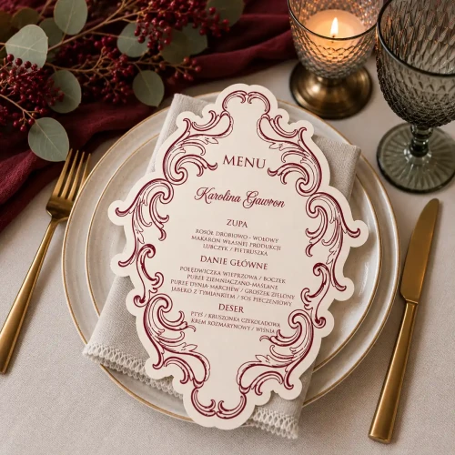 Menu weselne Carmen – eleganckie menu z opcją winietki