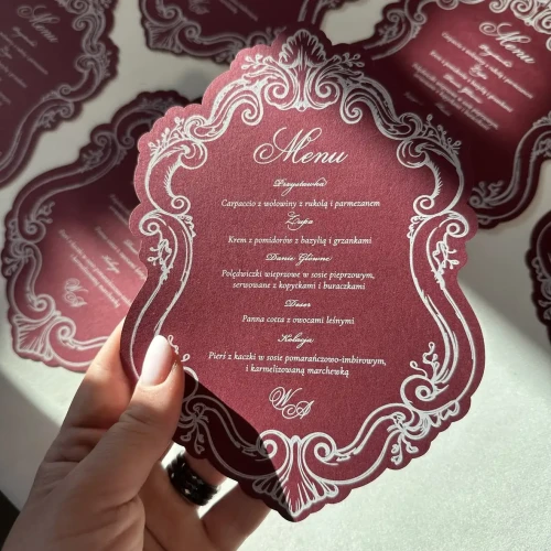 Personalizowane menu papierowe Sophie – eleganckie menu z opcją winietki | TADAM Pracownia Kreatywna