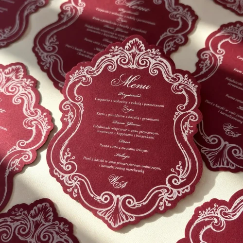 Personalizowane menu papierowe Sophie – eleganckie menu z opcją winietki