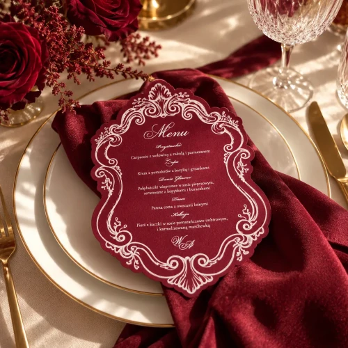 Personalizowane menu papierowe Sophie – eleganckie menu z opcją winietki