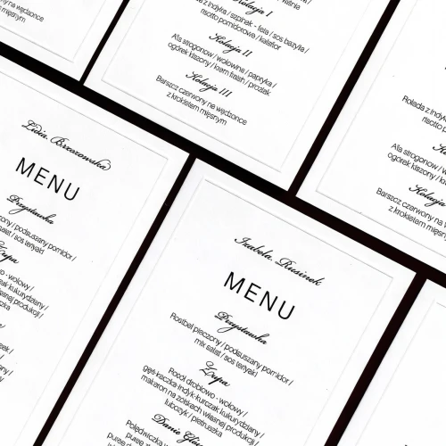 Menu weselne Diana z tłoczoną ramką – eleganckie menu z personalizacją